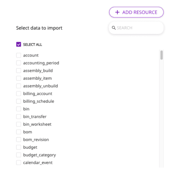 Selecting import data