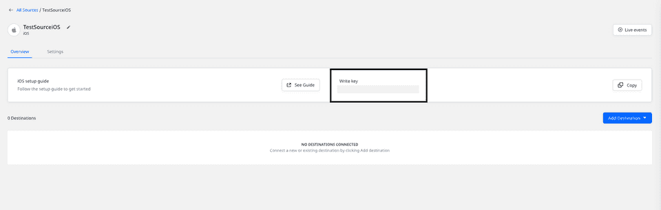 iOS source write key