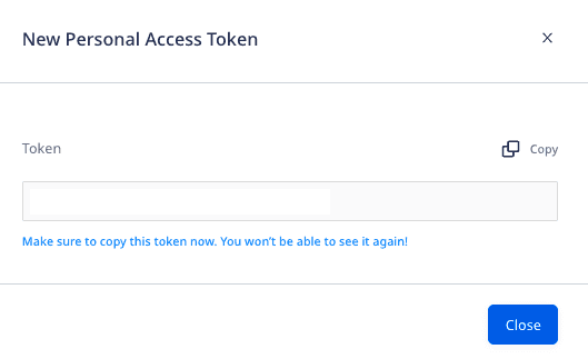 Personal access token details