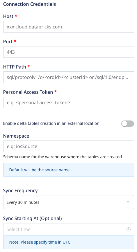 Delta Lake destination settings in RudderStack