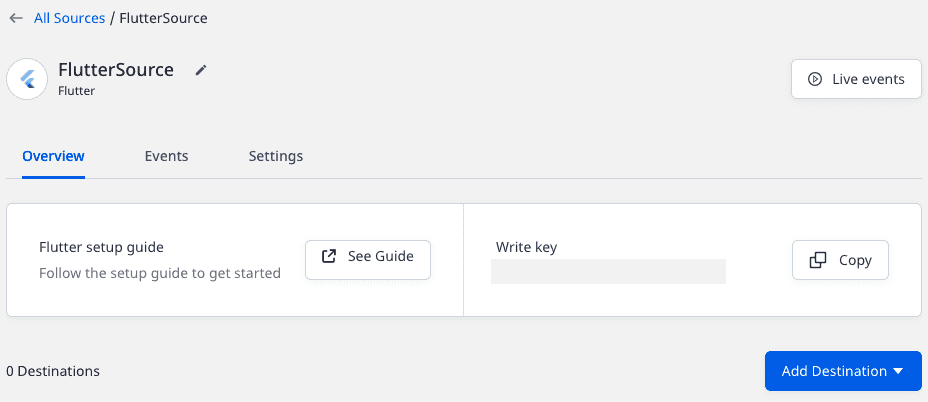 Flutter source write key