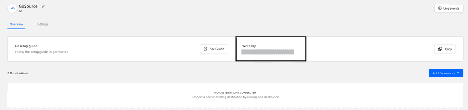 Go source write key
