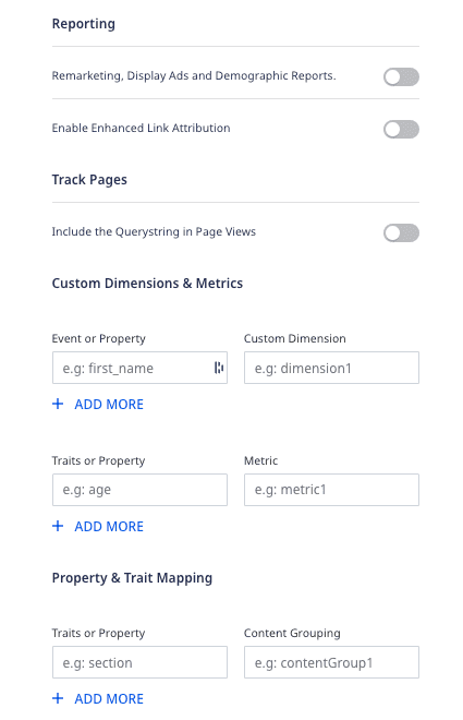 Google Analytics dashboard settings