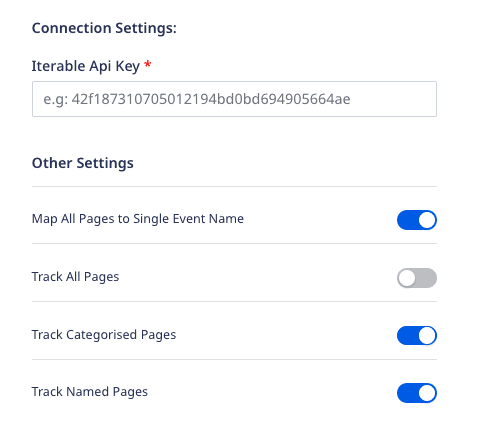 Iterable connection settings