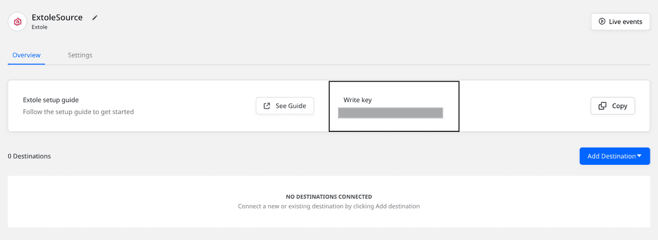 Extole source write key