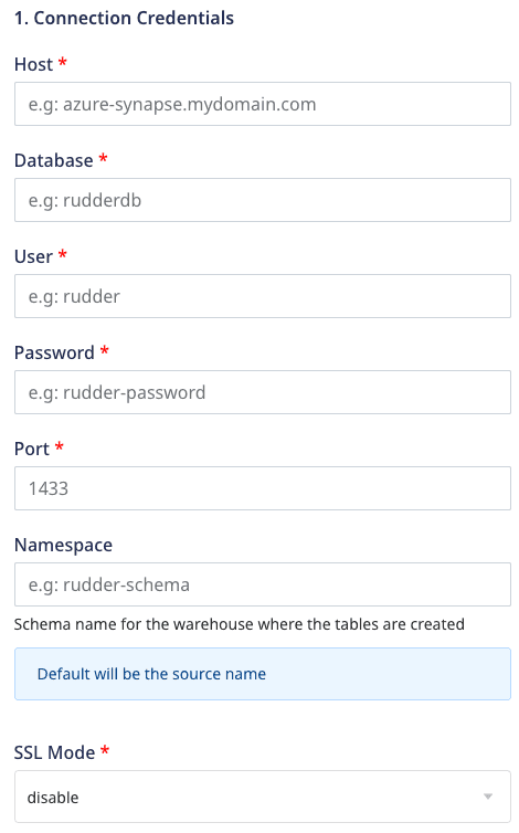 Azure Synapse connection settings