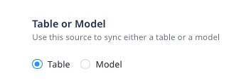 table model options