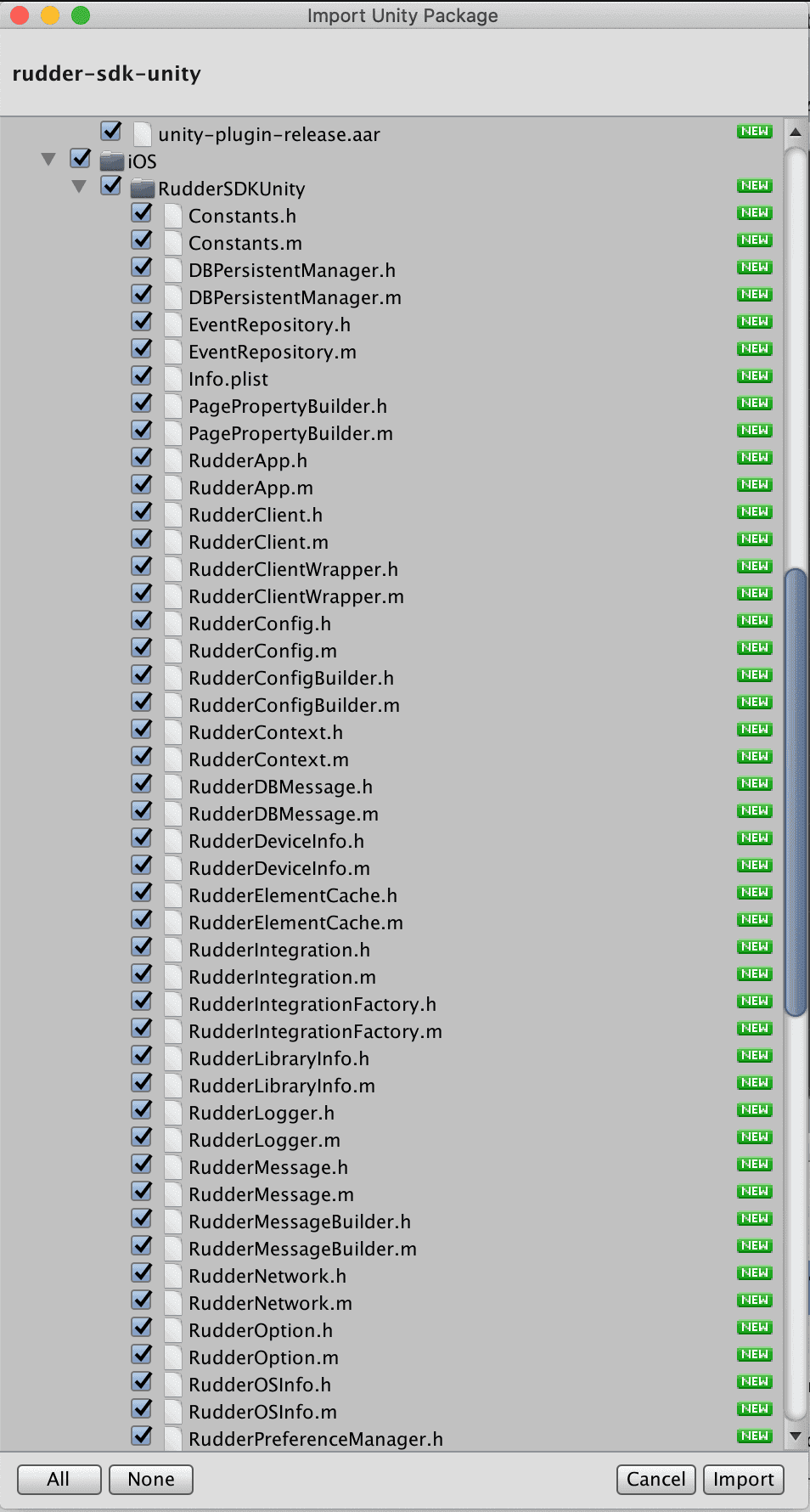 Importing the Unity package