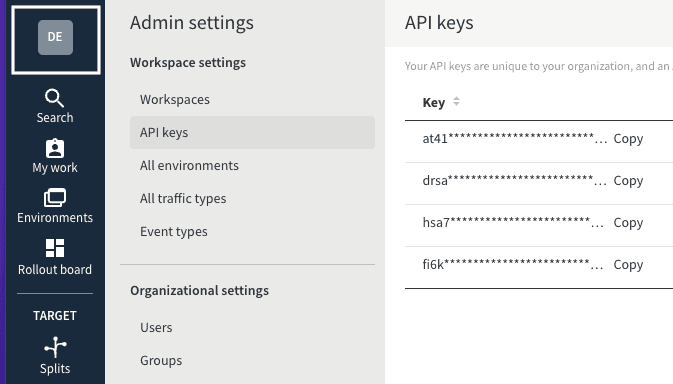 Split.io API key