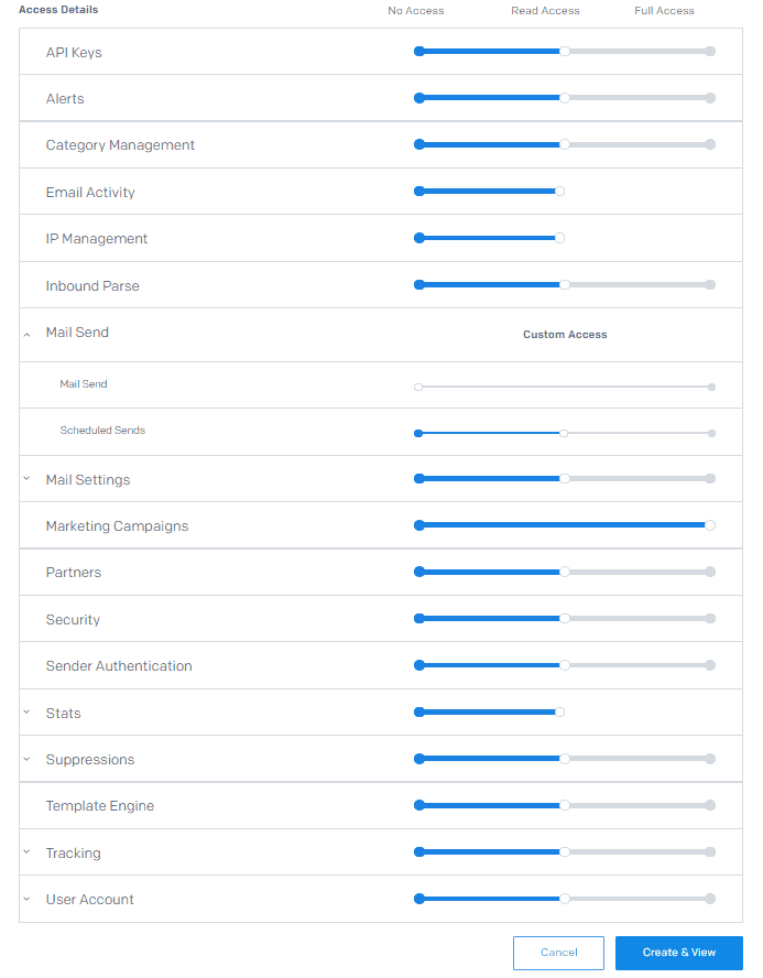 Sendgrid required permissions