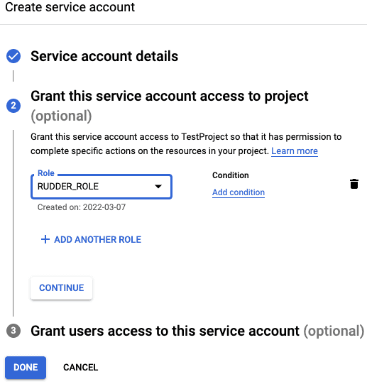 Service account role details